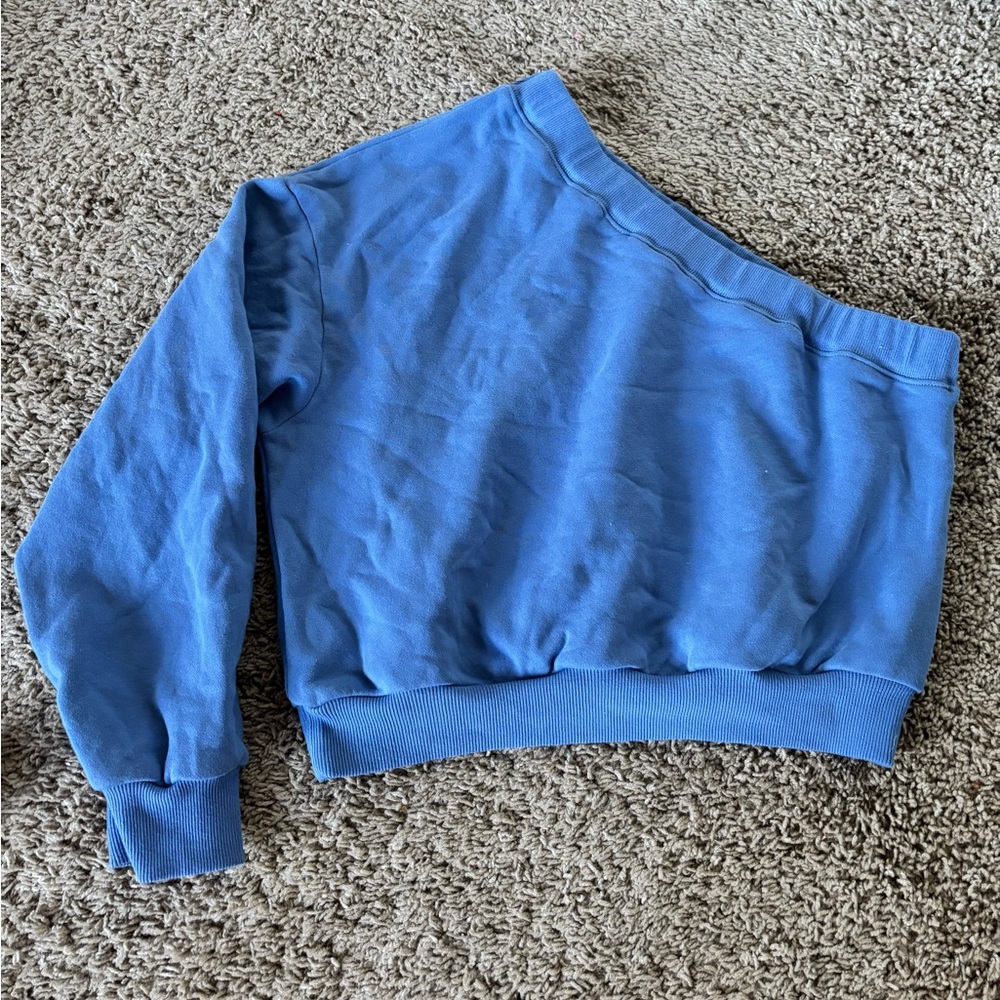 The Vintage Shop Blue One-Shoulder Sweatshirt